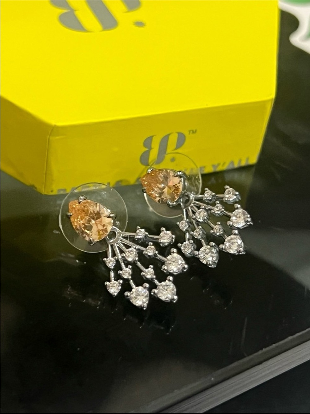 Firework shimmer topaz RBP 5554 hematite plating NWT interchangeable earrings